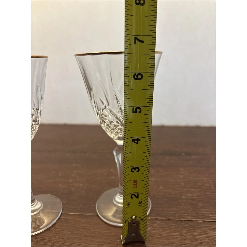 French Crystal Wine Glasses Cristal De Flandre Vintage Set 2 Gold Rim EUC‎